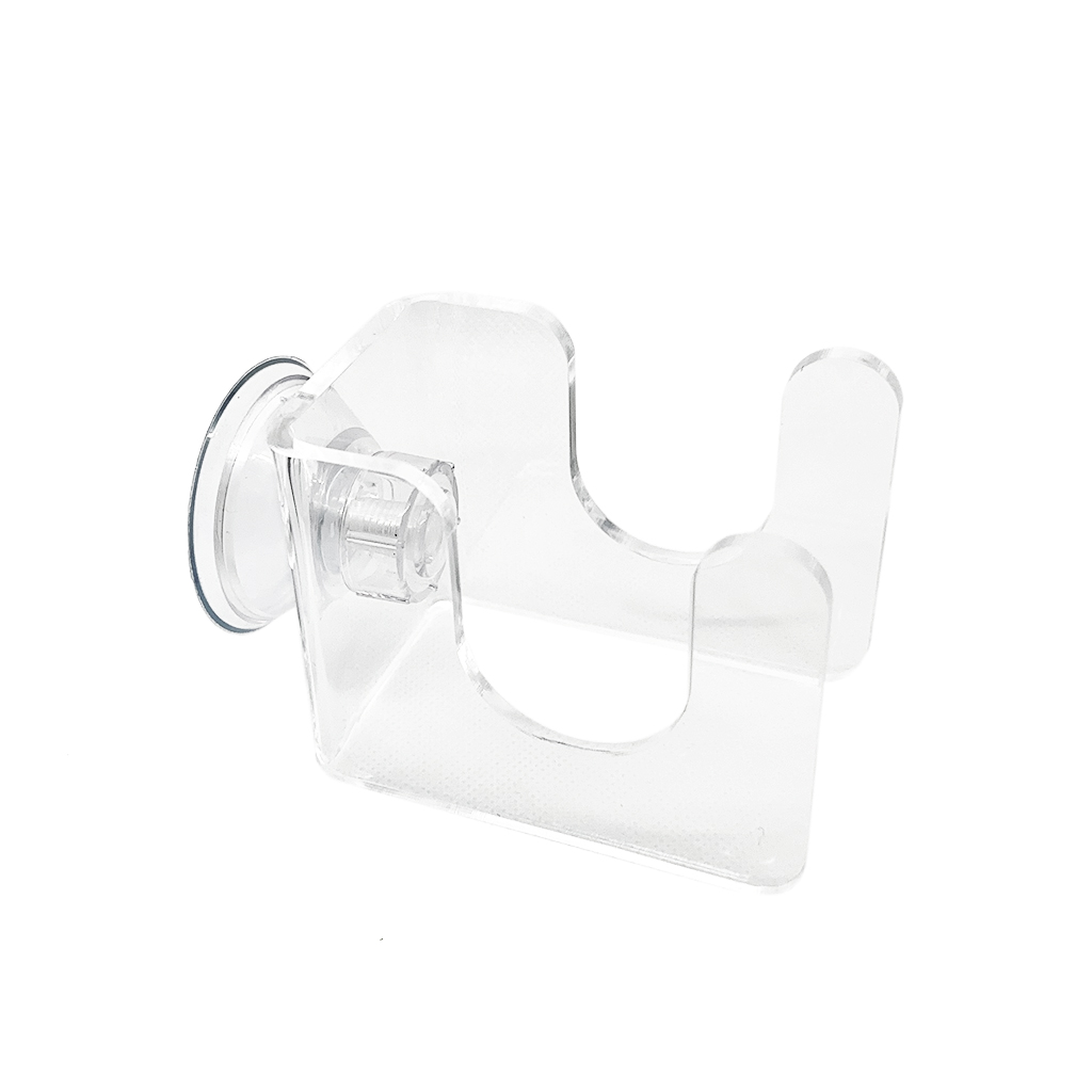 Transparent wall mount secured with a compression suction cup